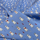 Poplin Print - Formal Feline - Denim