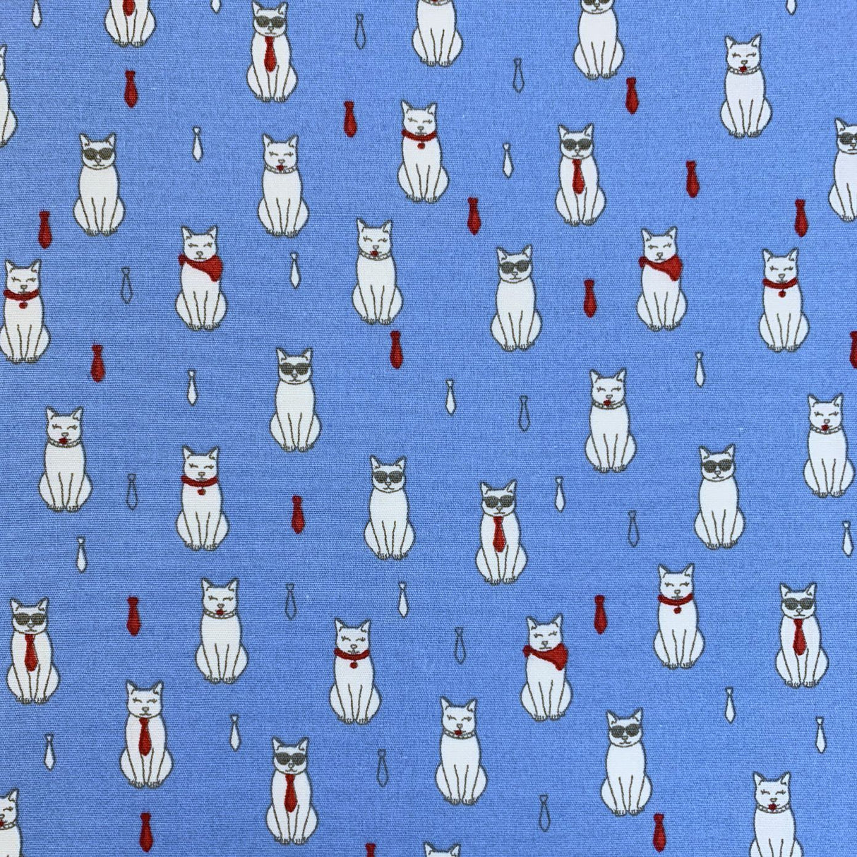 Poplin Print - Formal Feline - Denim