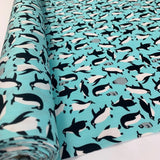 Remnant - Poplin Prints - Happy feet - Turquoise (1.15m)
