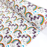 Poplin Print - Rainbow Bright - White