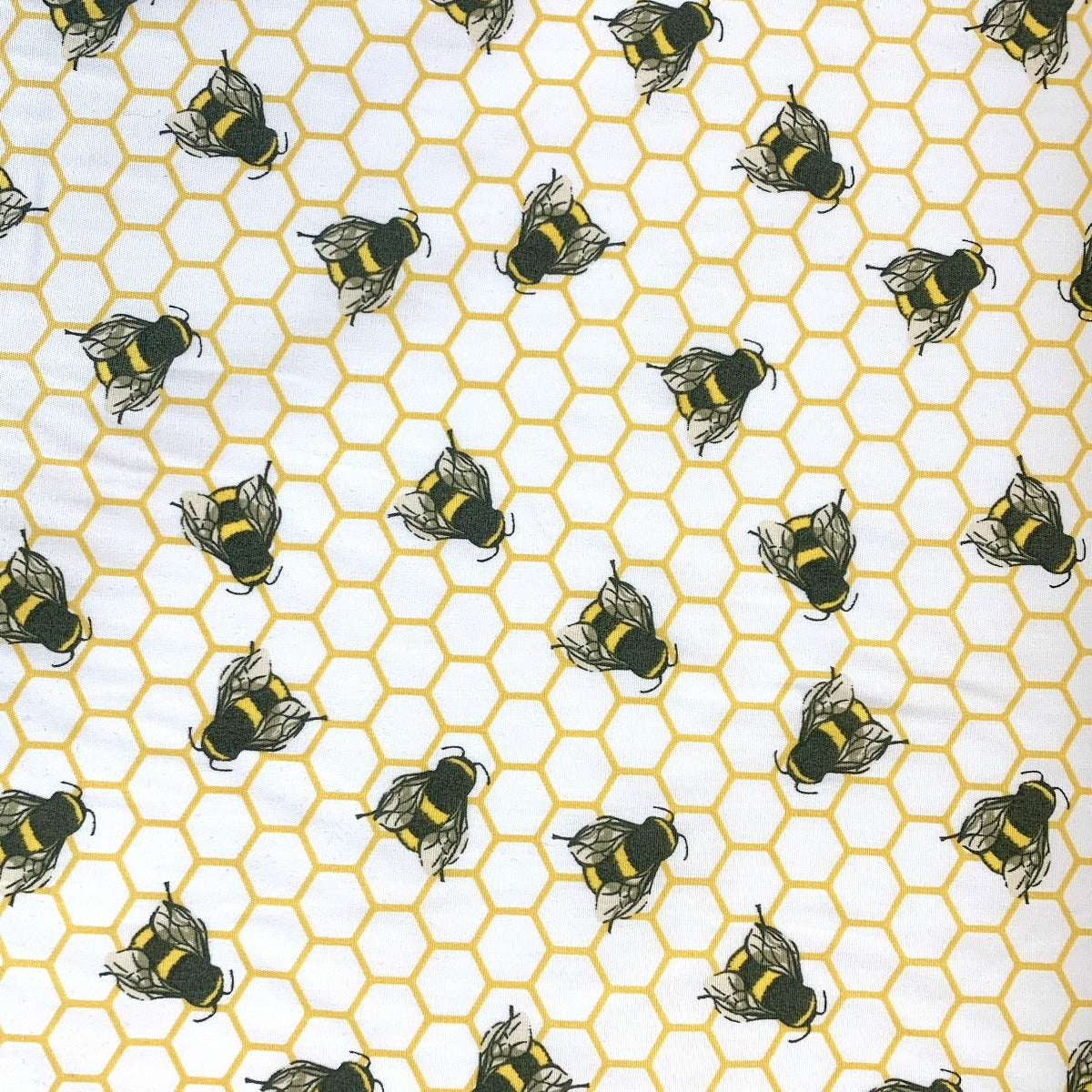 Poplin Print - Bee Hive - White