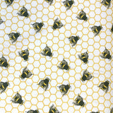 Poplin Print - Bee Hive - White