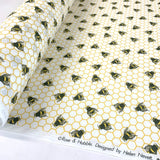 Poplin Print - Bee Hive - White