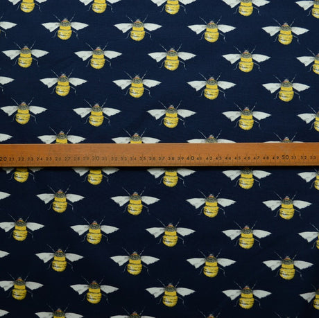Poplin Prints Bumble Navy Bumble Bee Print Cotton S