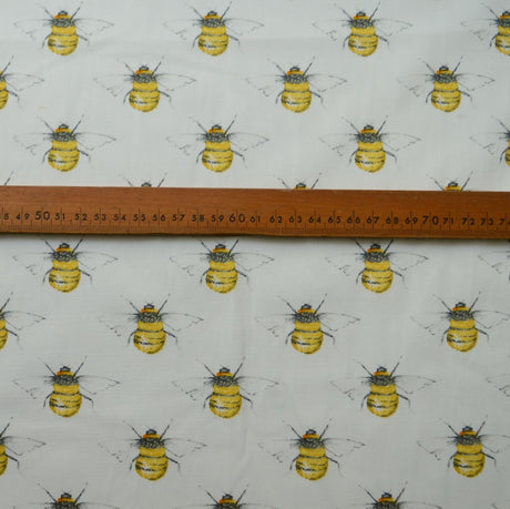 Poplin Prints Bumble White Bumble Bee Print Cotton S
