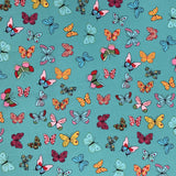 Poplin Print - Butterflies - Aqua