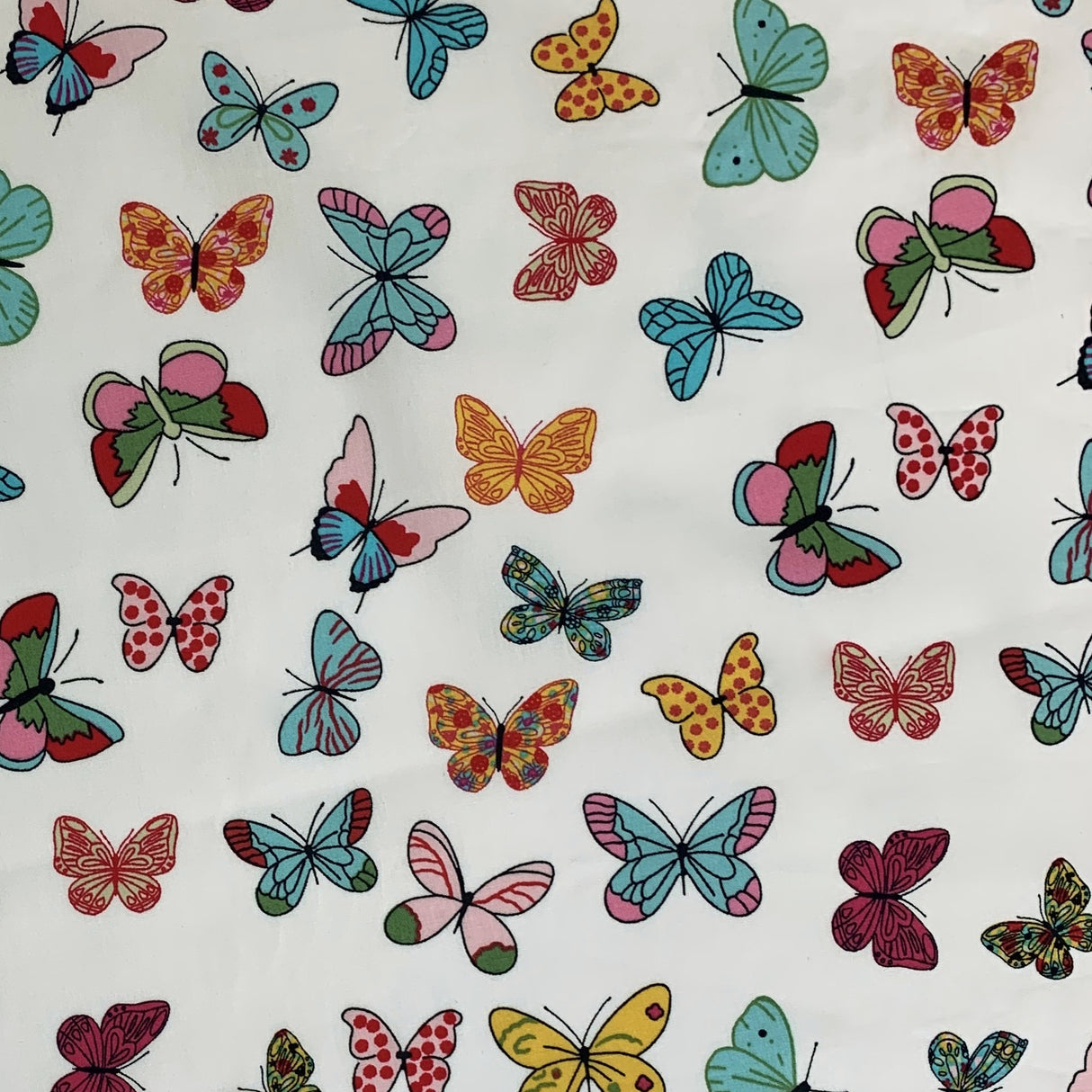 Poplin Print - Butterflies - Ivory
