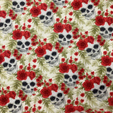 Poplin Print - Floral Skulls - Ivory