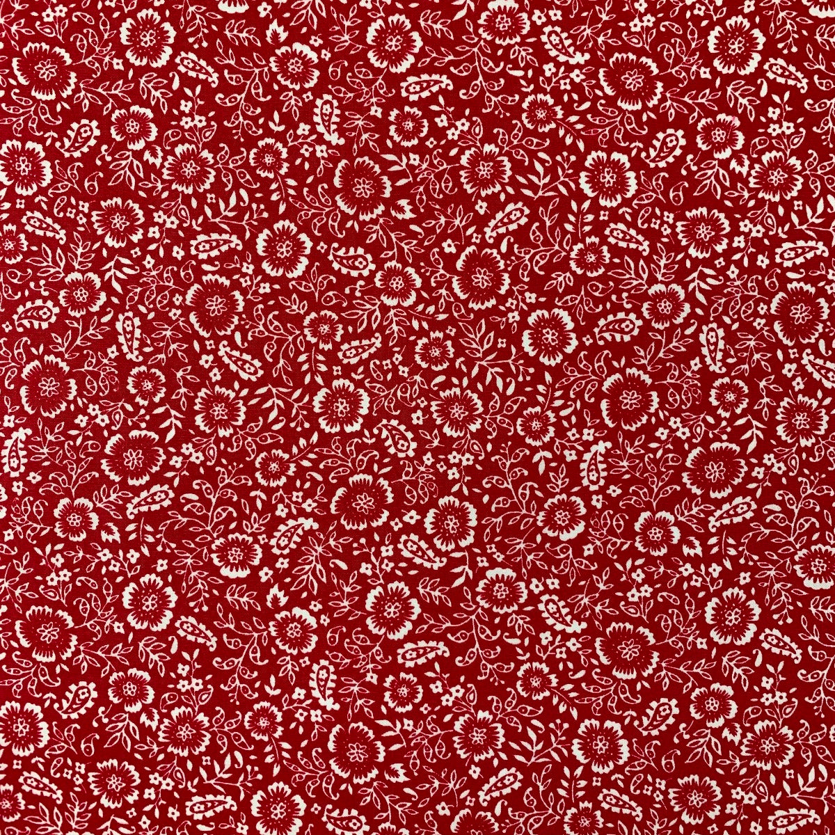 Poplin Print - Folk - Crimson