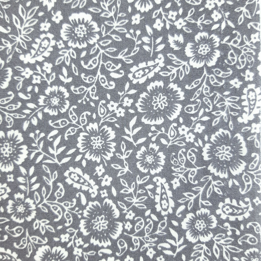 Poplin Print - Folk - Grey