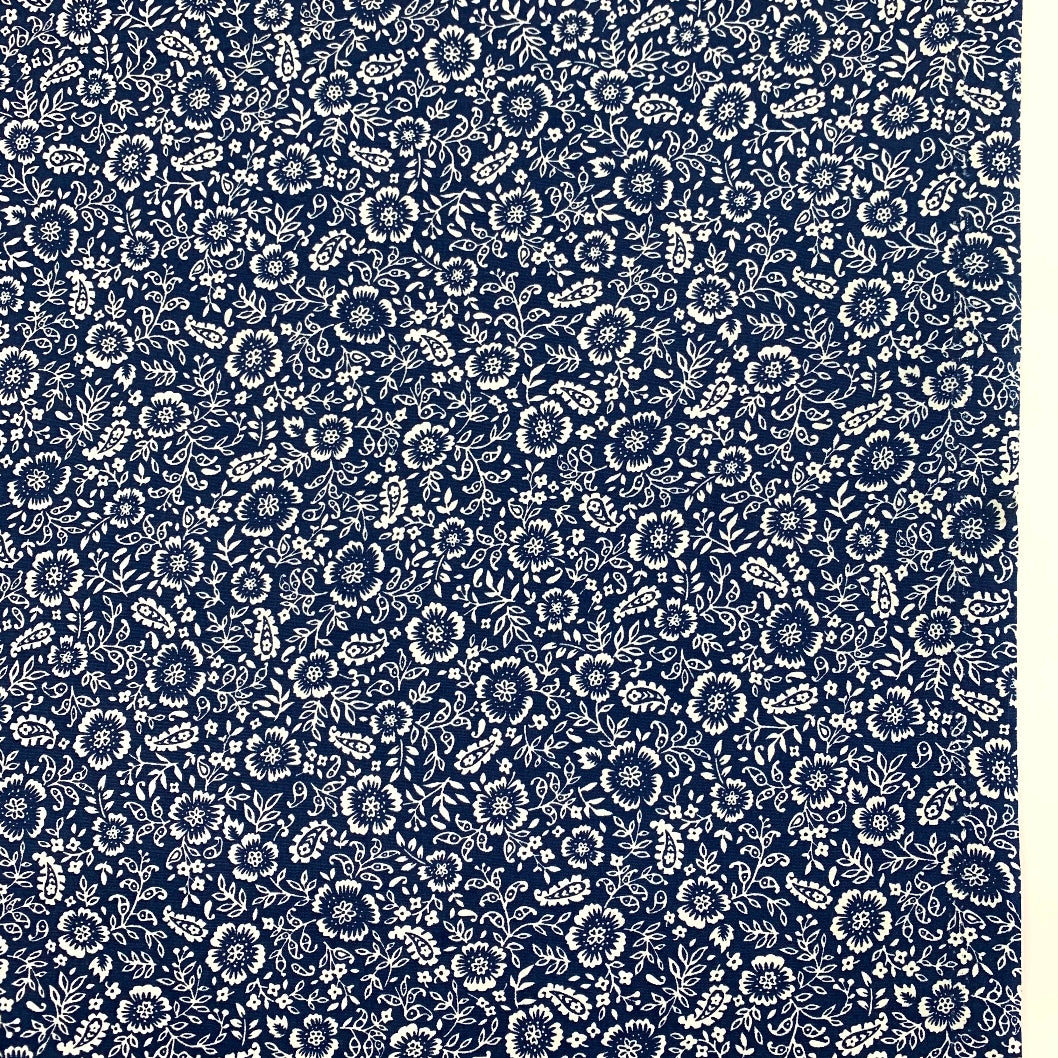 Poplin Print - Folk - Navy
