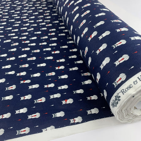 Poplin Prints Formal Feline Navy Roll
