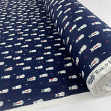 Remnant - Poplin Print - Formal Feline - Navy (0.9m)