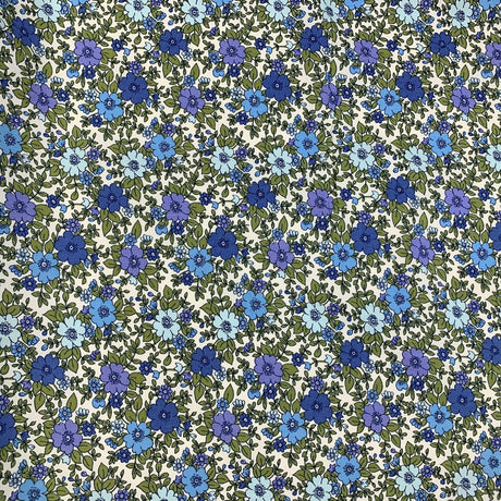 Poplin Prints Grandmothers Garden Purple Close Up