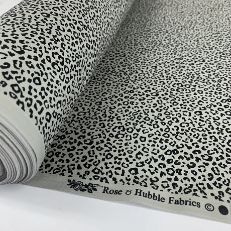 Poplin Prints Grey Tiny Cheetah Poplin Print Cotton Fabric Roll