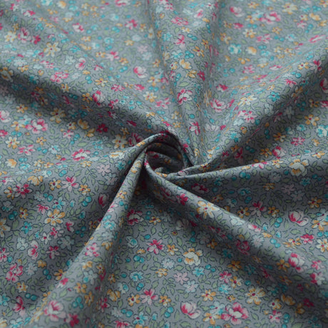 Poplin Prints Manor House Cud Grey Small Floral Cotton