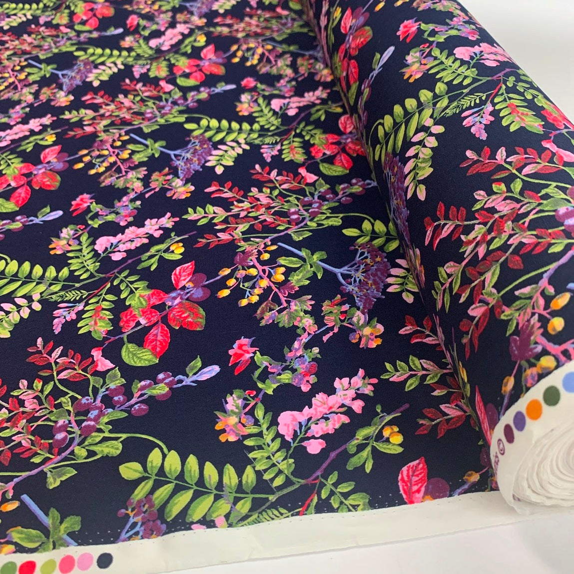 Poplin Print - Mrs Bouquet - Navy