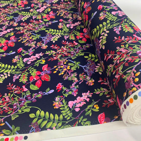Poplin Prints Mrs Bouquet Navy Fabric Roll