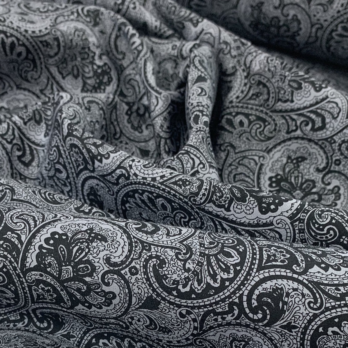 Poplin Print - Paisley - Black & Grey