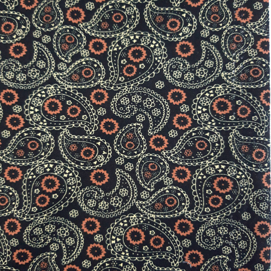 Poplin Print - Paisley - Black