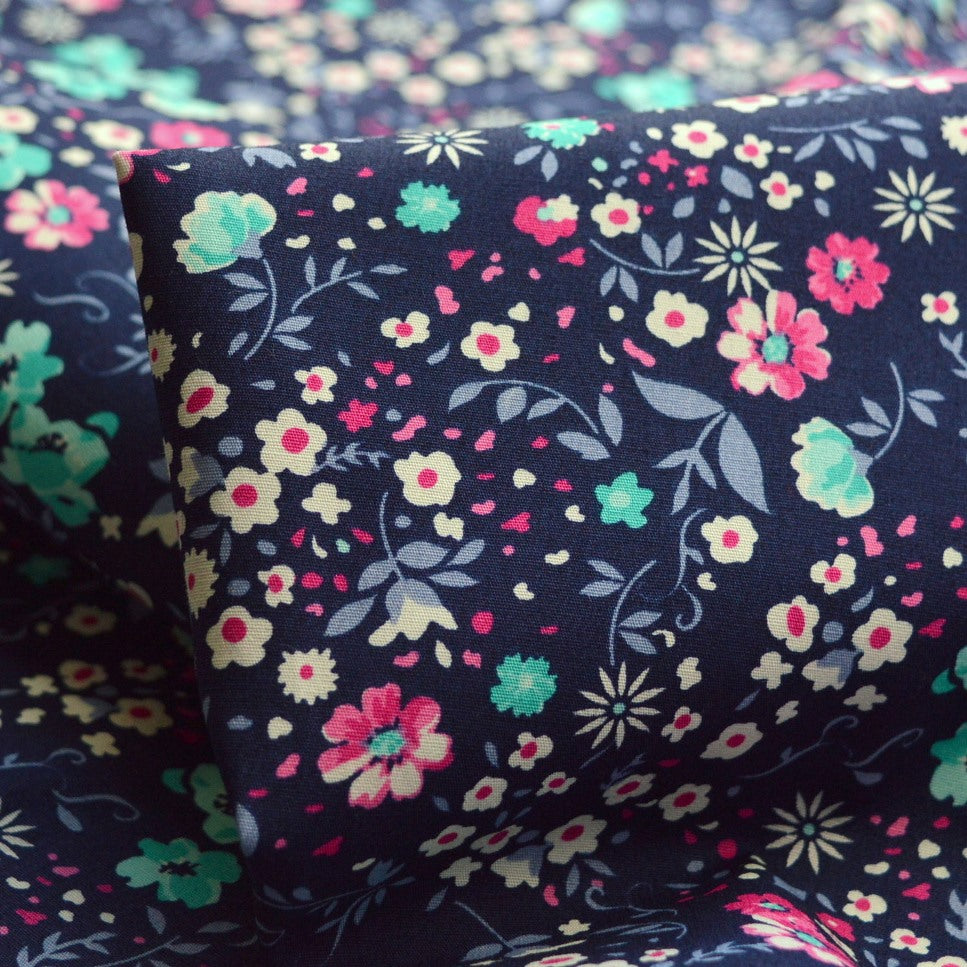 Poplin Print - Sarah - Dark Navy