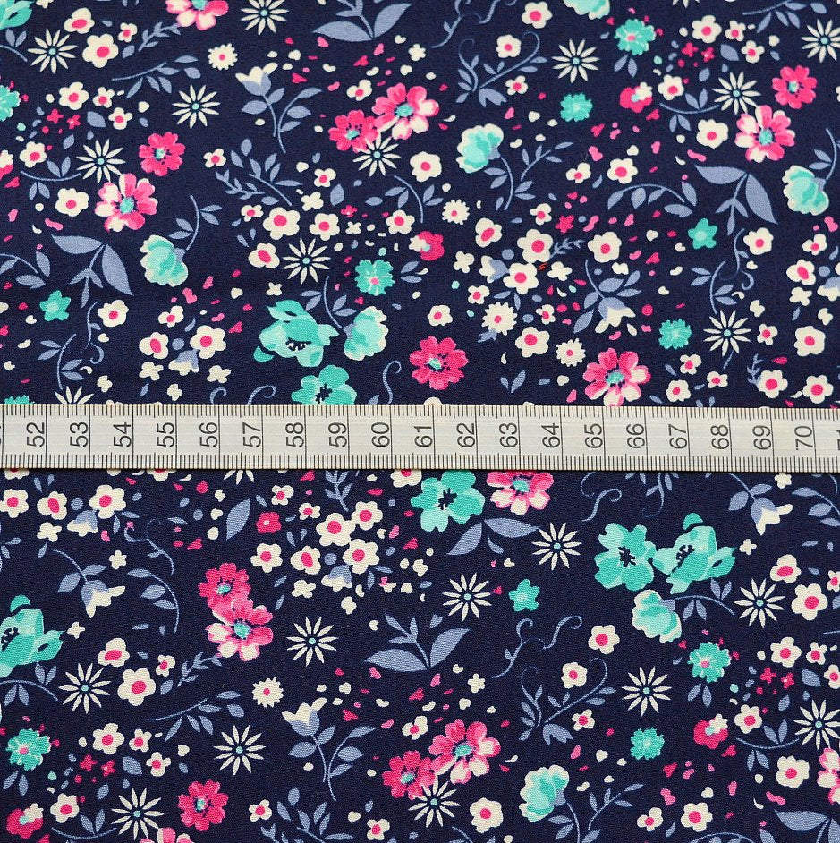 Poplin Print - Sarah - Dark Navy