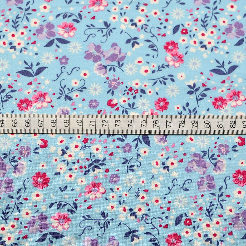 Poplin Print - Sarah - Pale Blue