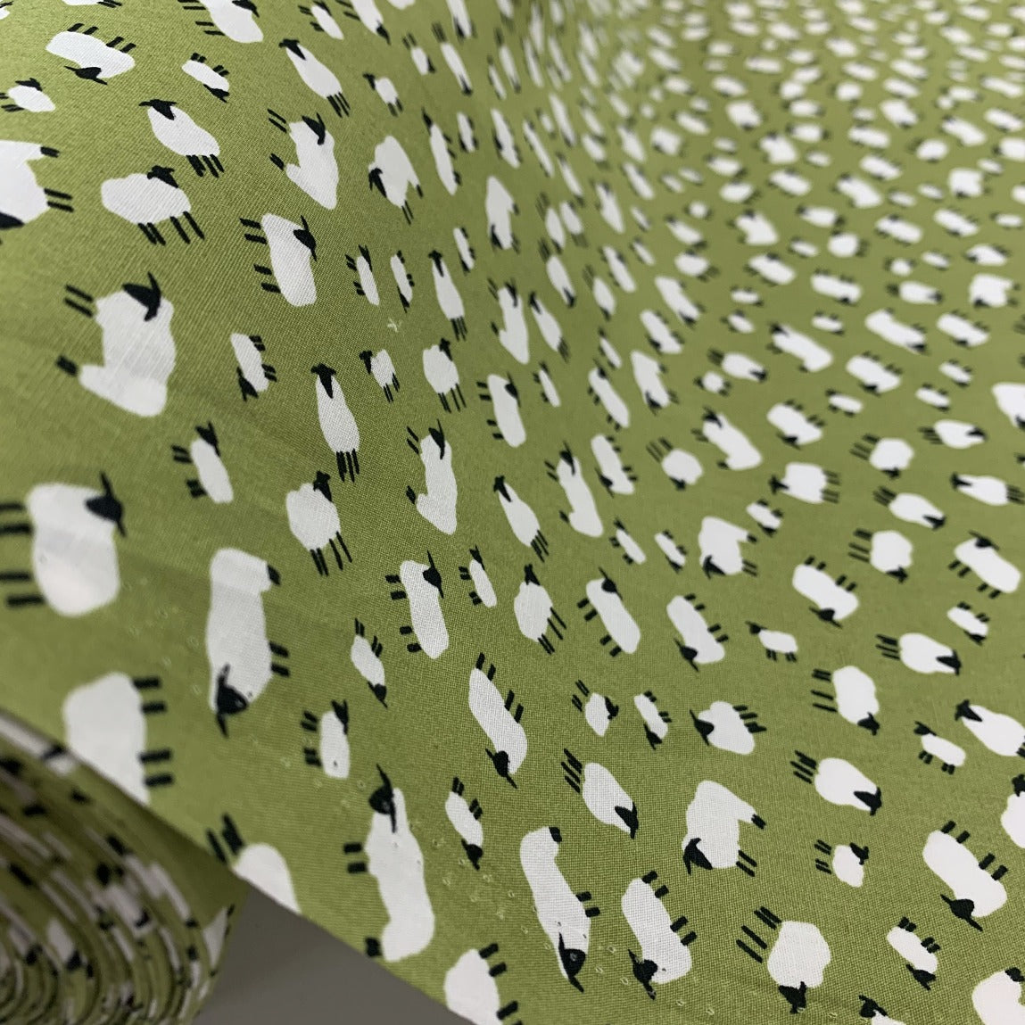 Poplin Print - Sheep's Haven - Lime