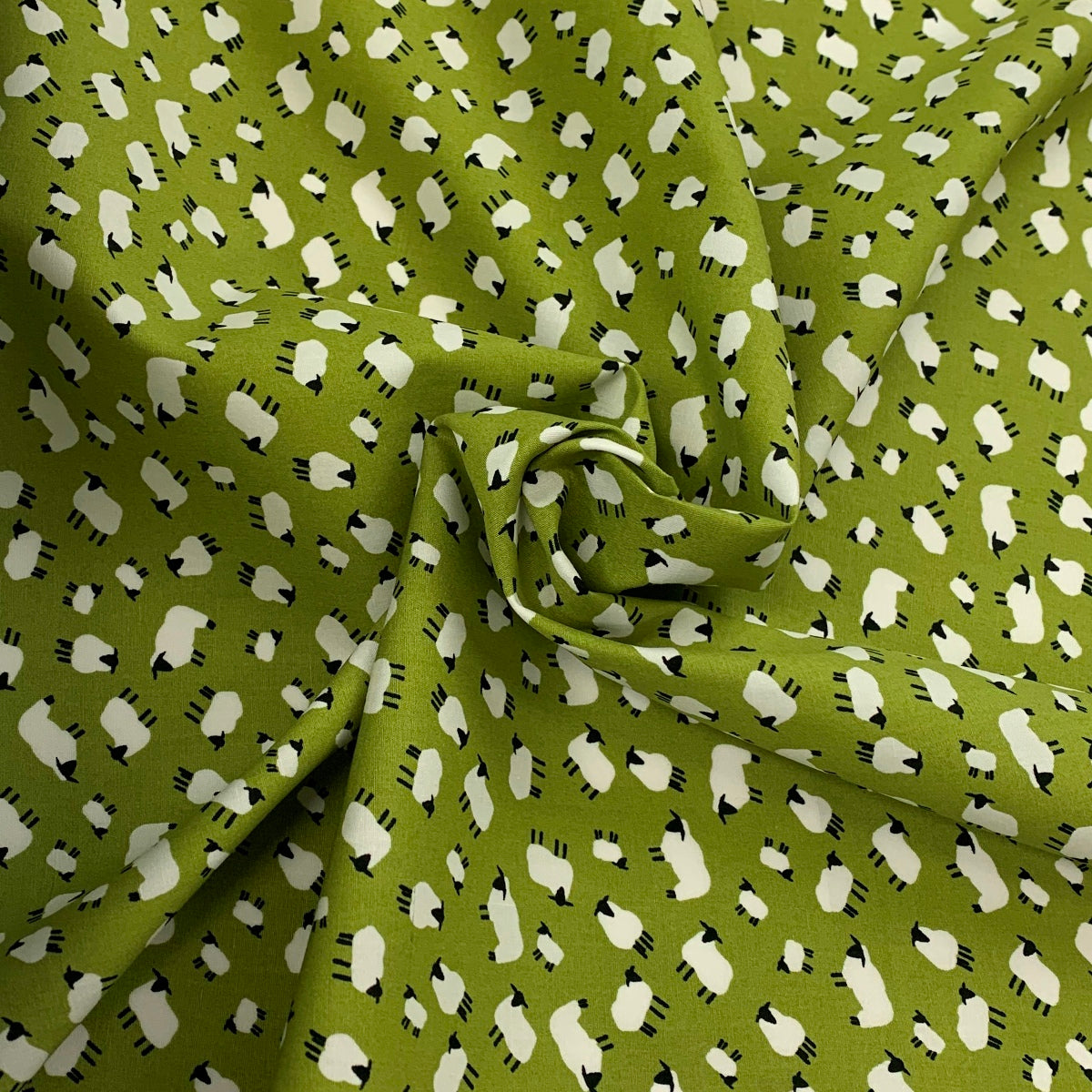 Poplin Print - Sheep's Haven - Lime