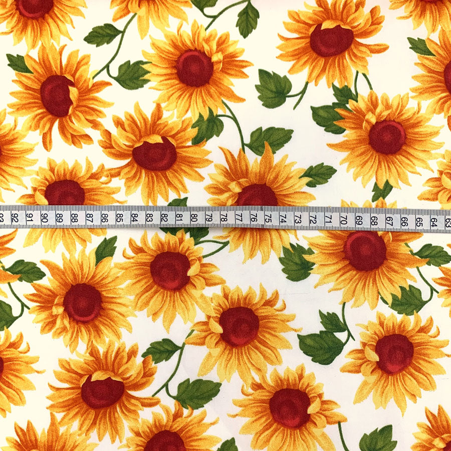 Poplin Print - Sunflowers - Ivory