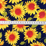 Poplin Print - Sunflowers - Navy