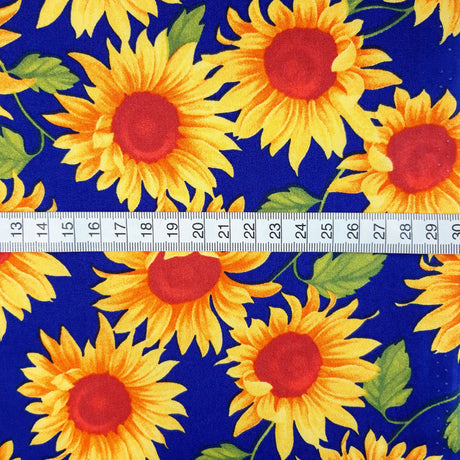 Poplin Prints Sunflowers Royal Floral Cotton Poplin Printed Farbric Pattern Fabric Photo