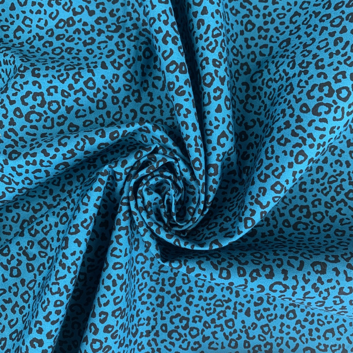 Poplin Print - Tiny Cheetah - Teal