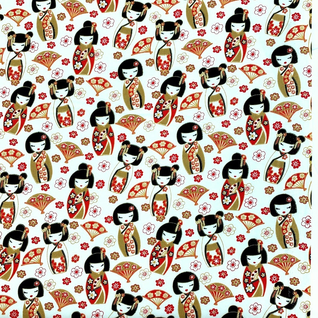 Poplin Print - Turning Japanese - White