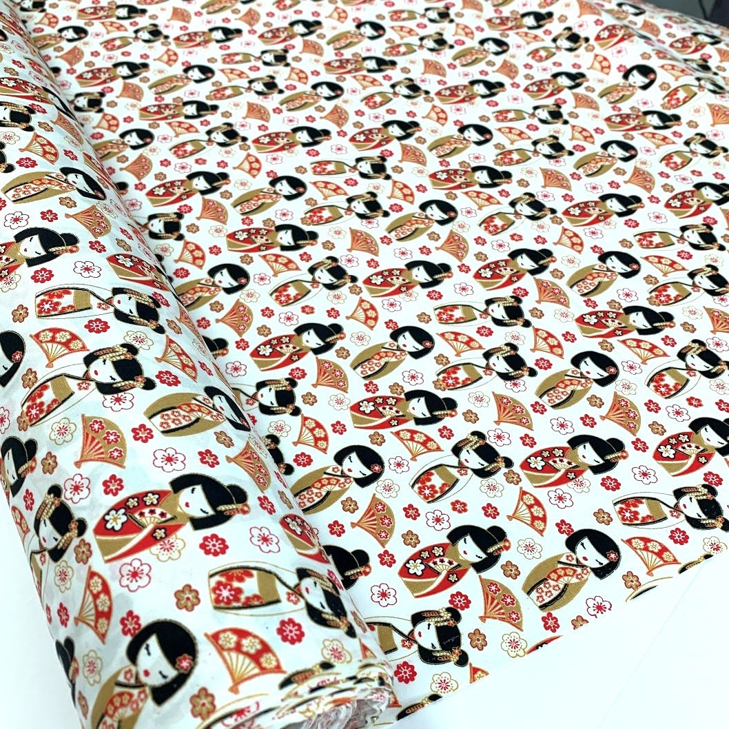 Poplin Print - Turning Japanese - White