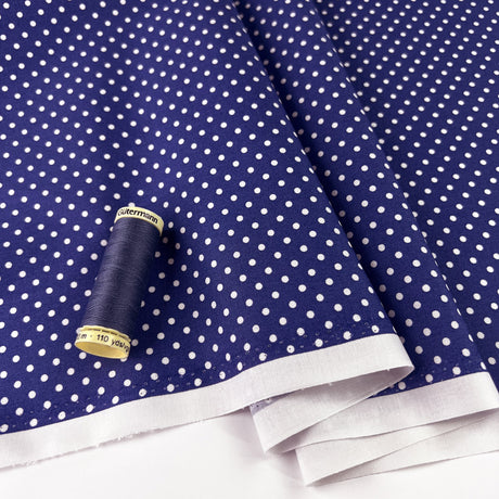 Poplin Print The Crafty Spot Light Navy Cotton Dress Fabric
