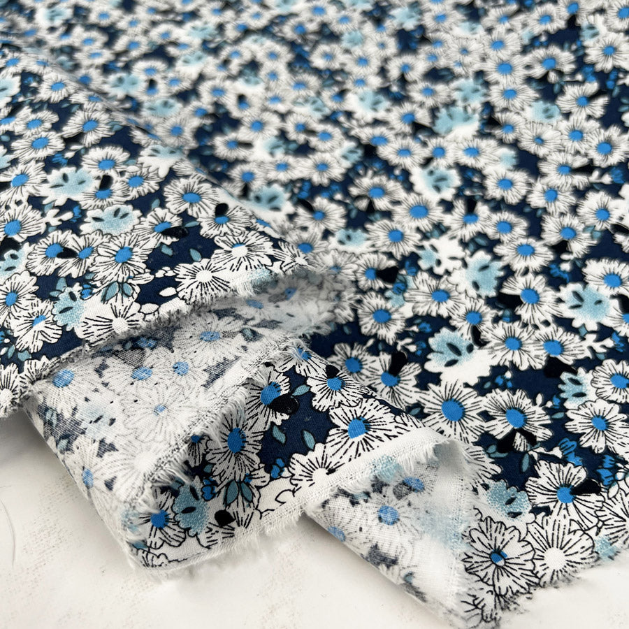 Poplin Styles - Daisies - Blue