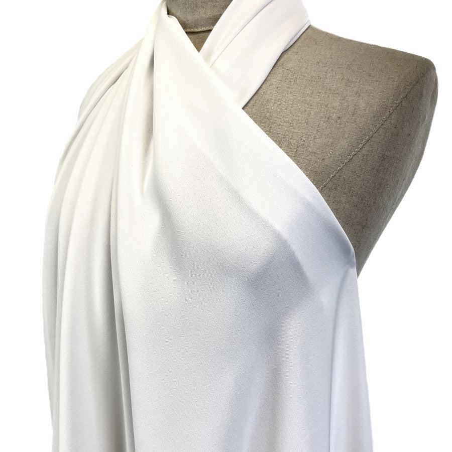 Prestige White Polyester Crepe Dressmaking Fabric Side