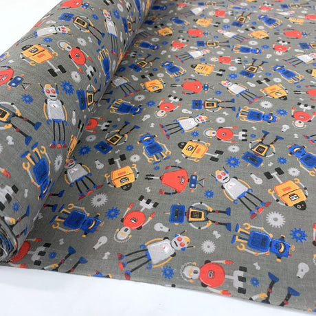 Pretty Polly Robots Grey Red Blue Roll