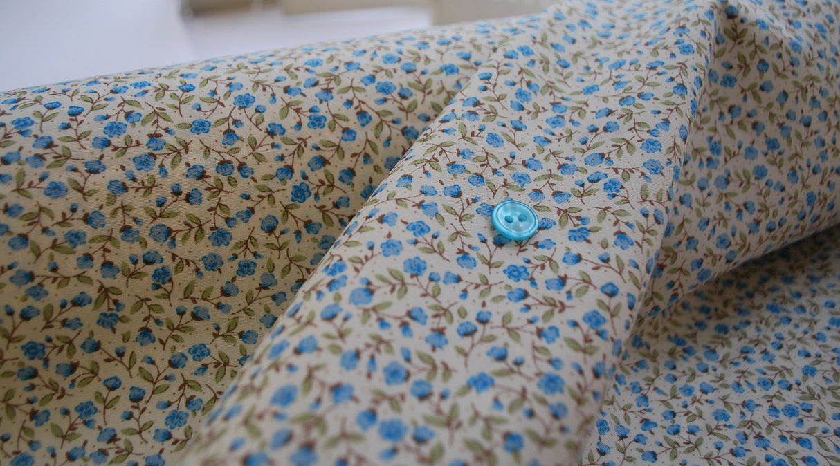 Poplin Print - Tiny Blue Rose