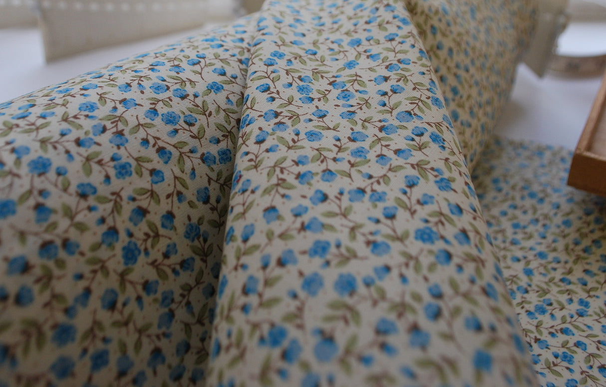 Poplin Print - Tiny Blue Rose