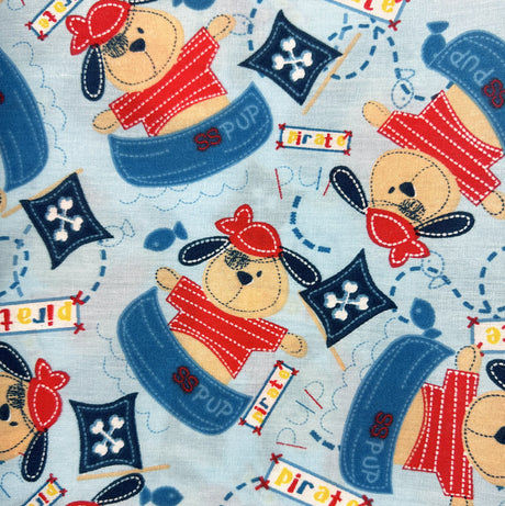 Pretty Polly Cotton Polyester Bear Print Fabric Captain Pupwash Full