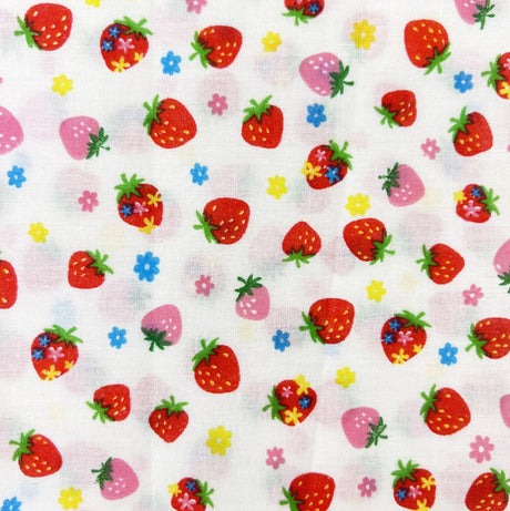 Pretty Polly Cotton Polyester Print Fabric Strawberries And Cream Full