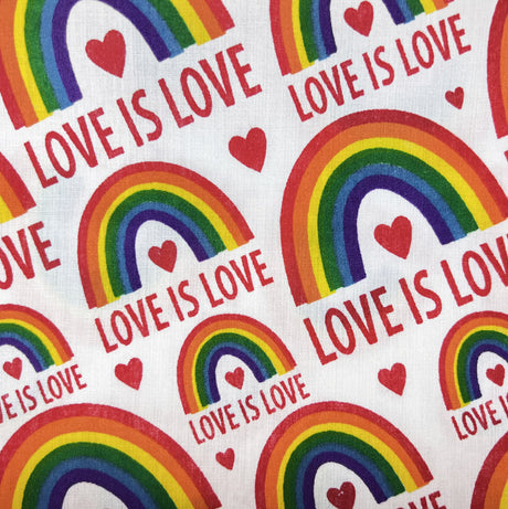 Pretty Polly Cotton Polyester Rainbow Love Print Fabric Proud As Full