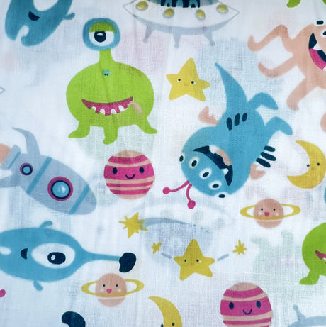 Pretty Polly Cotton Polyester Space Print Fabric Aliens R Us Full