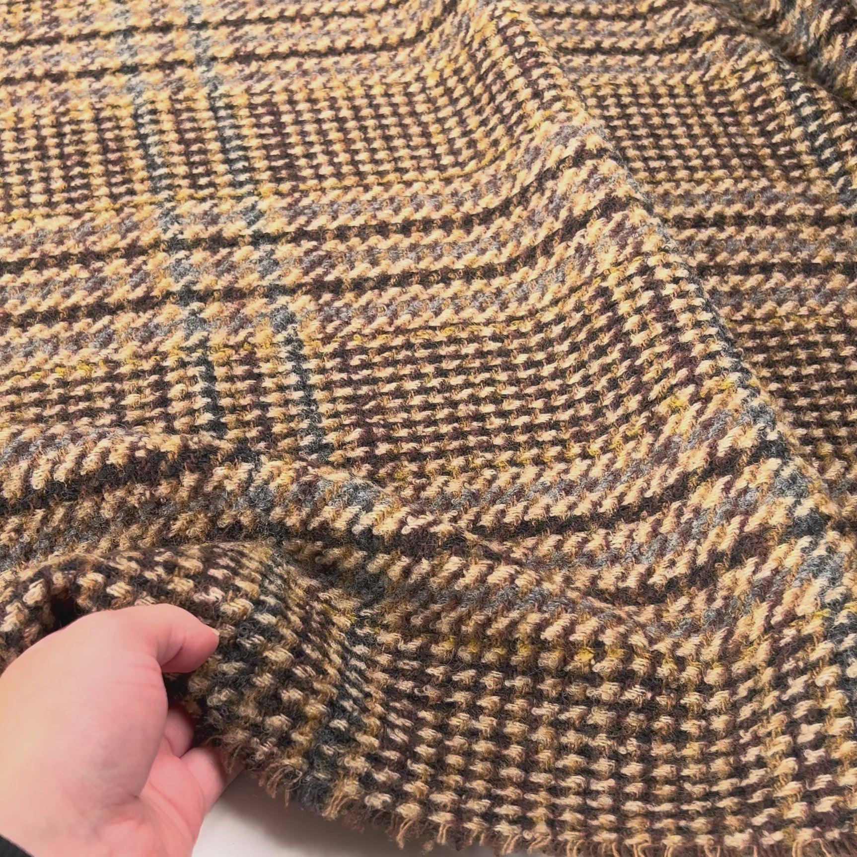 Humpty Polyester Wool Acrylic Brown Houndstooth Check Coating Fabric Video