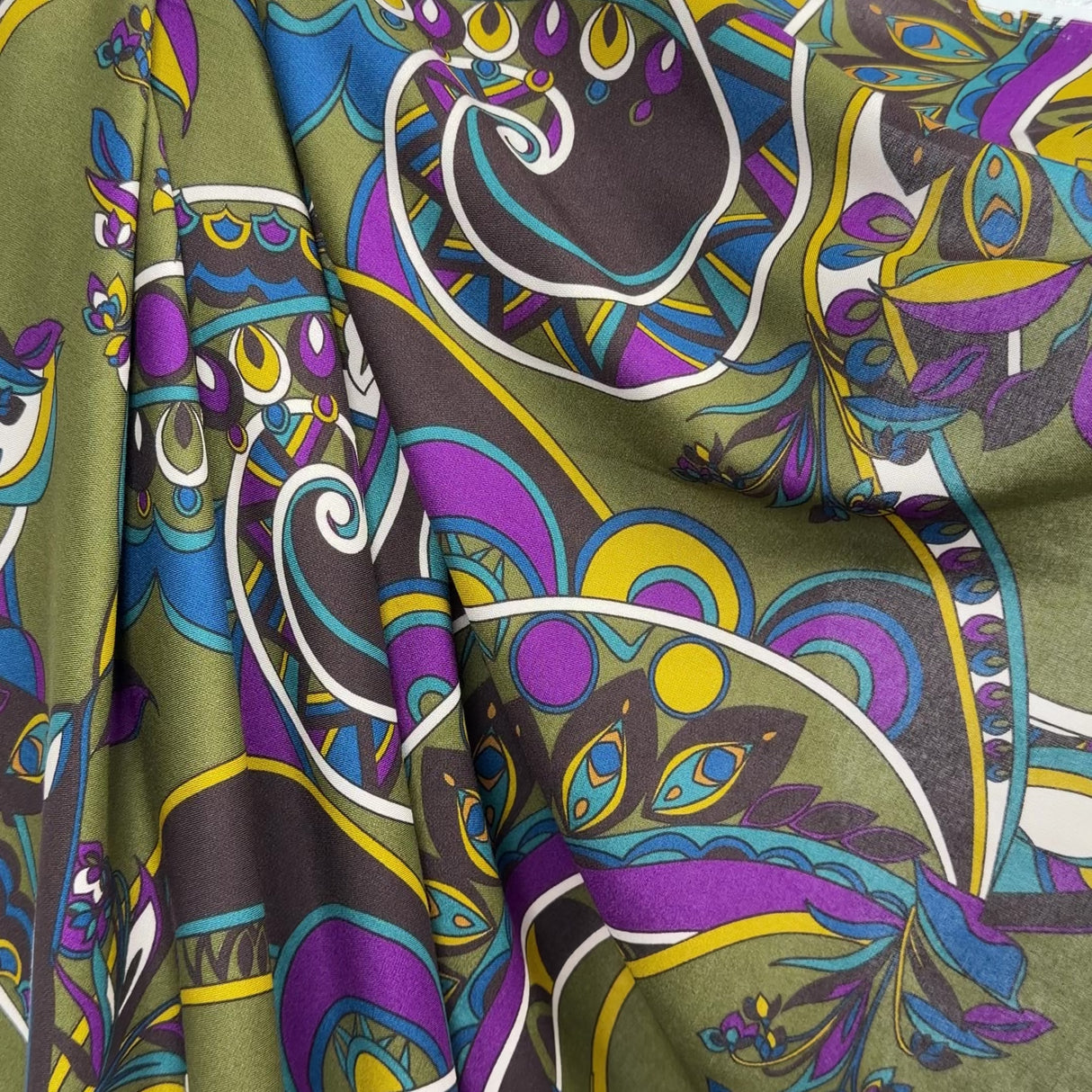 Signature Viscose Olive Abstract Dress Fabric Video