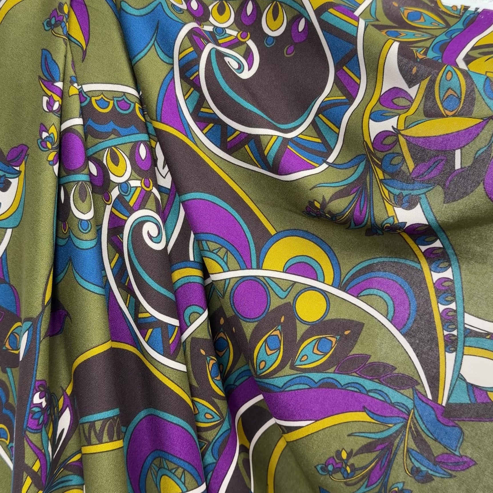 Signature Viscose Olive Abstract Dress Fabric Video