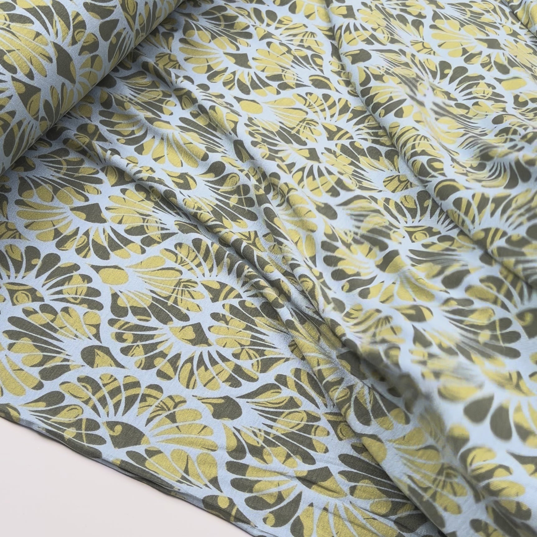 Viscose Jersey Flowerful Green Spandex Abstract Floral Knit Fabric  Video
