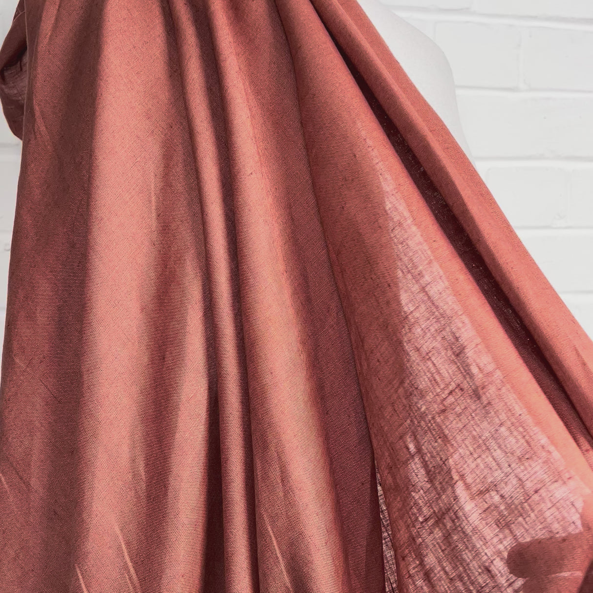 Canyon Linen Rust Plain Woven Italian Dress Fabric Video
